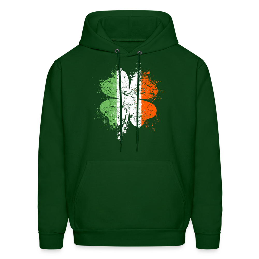 Irish Distressed Shamrock ST Patrick's Day Men's Hoodie - forest green