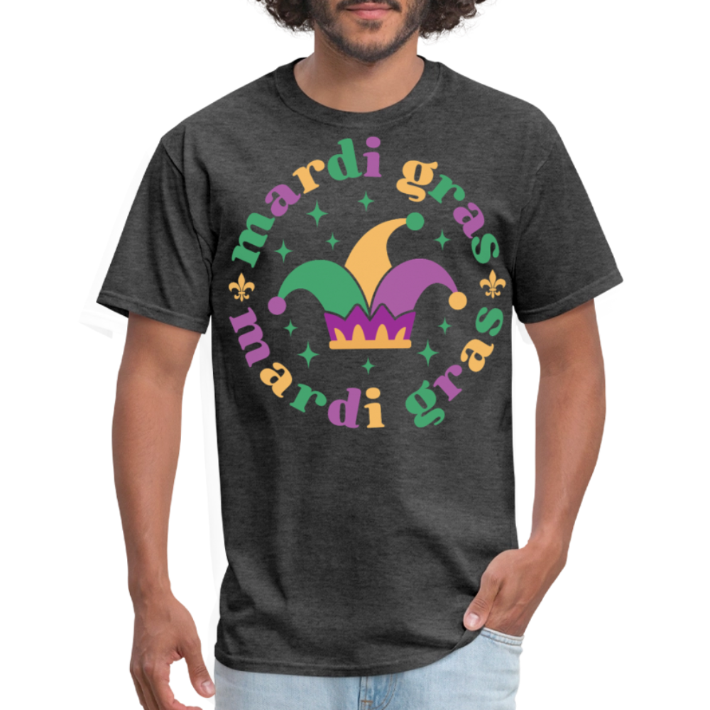 Funny Mardi Gras Jester Hat Unisex T-shirt - heather black