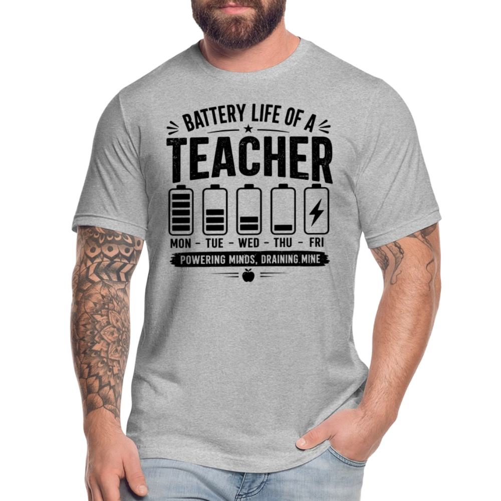 Battery Life of a Teacher T-Shirt | Funny Teacher Gift - heather gray
