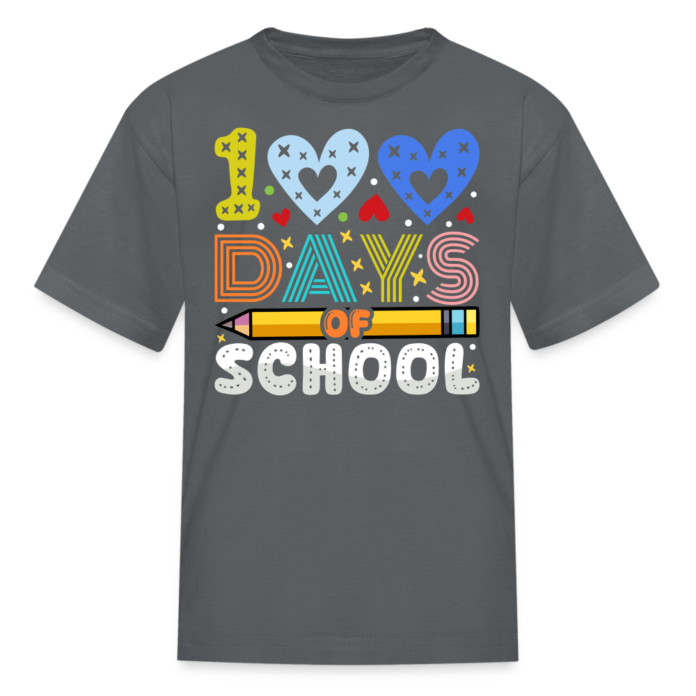 Kindergarten 100 Days Of School Shirt Students Appreciation Gifts T-Shirt - charcoal