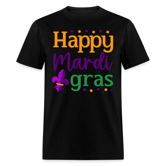 Colorful Mardi Gras Parade Tee Happy Mardi Gras T-shirt - black