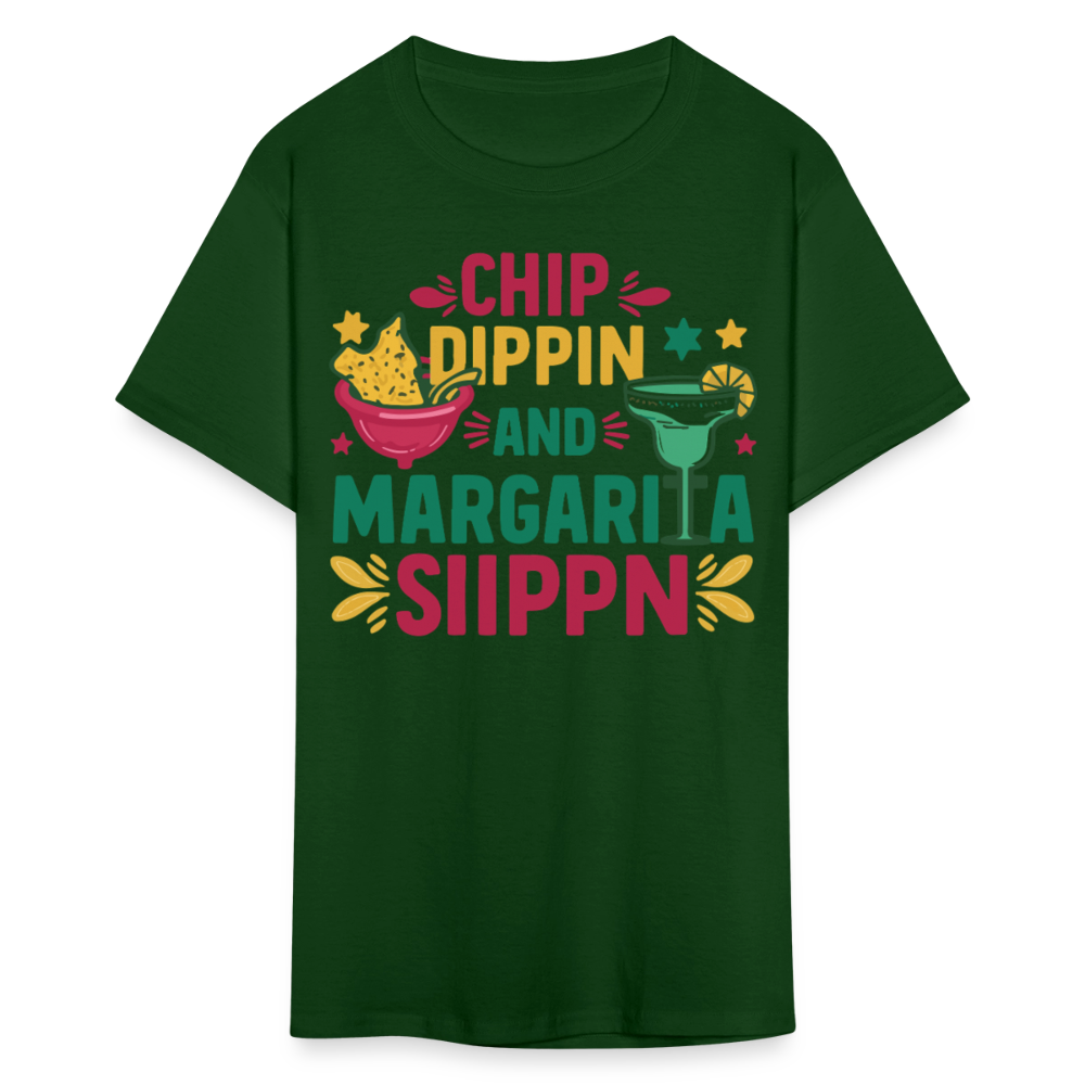 Chips And Dip Party Outfit Fun Margarita Drinking T-shirt - forest green