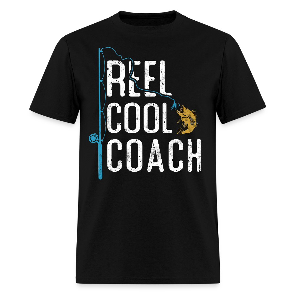 Reel Cool Coach Funny Fishing Coach T-shirt - black