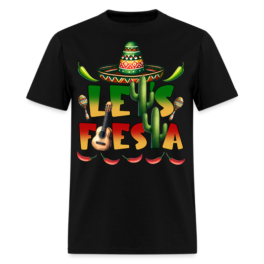 Let's Fiesta Mexican Shirt Sombrero And Cactus Party T-shirt - black