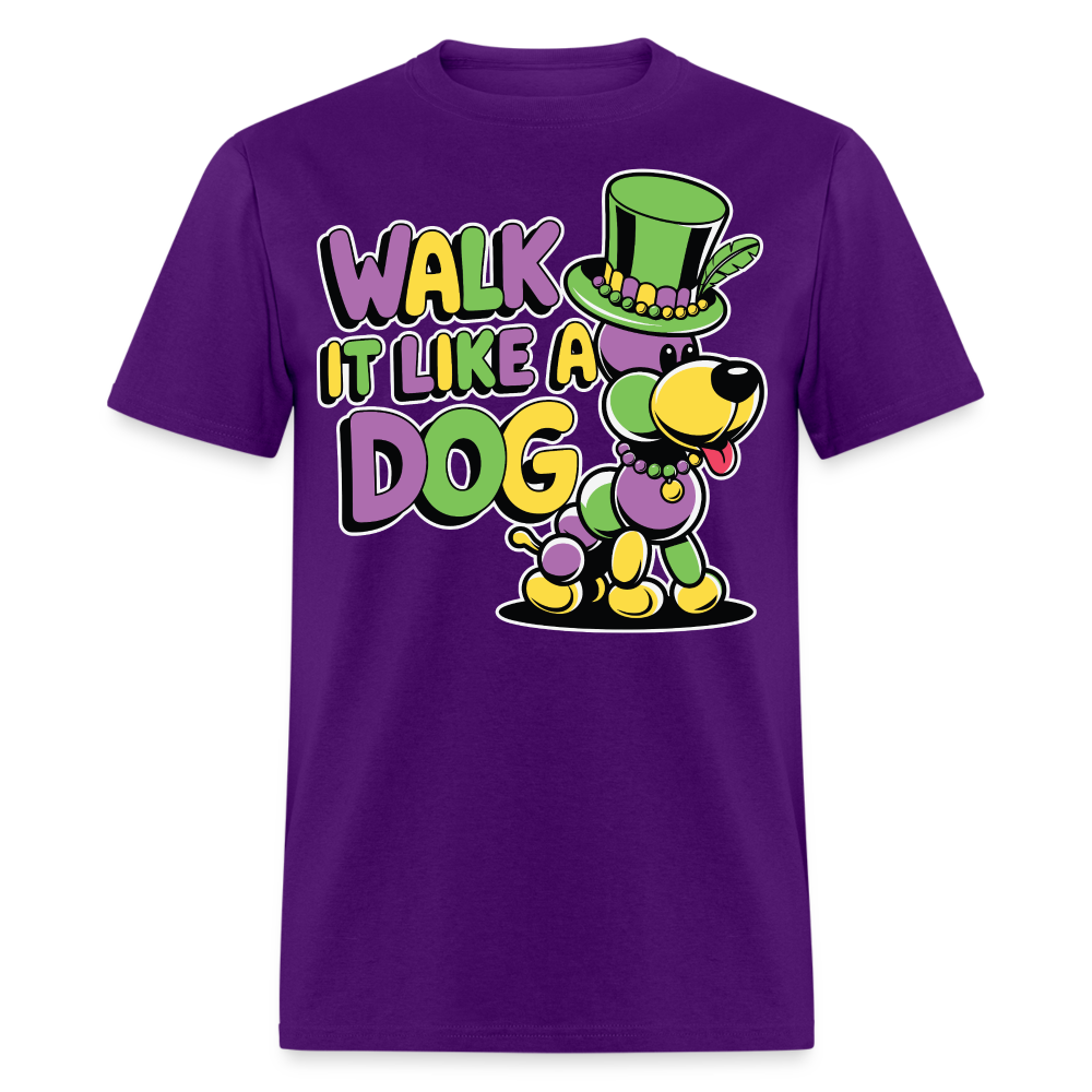 Walk It like A Gog Mardi Gras Shirt Beads and Dogs T-shirt - purple