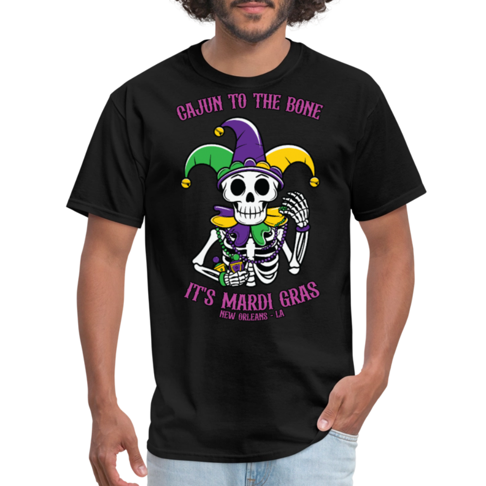 Bourbon Street Festival Tee Mardi Gras Skeleton Jester T-shirt - black