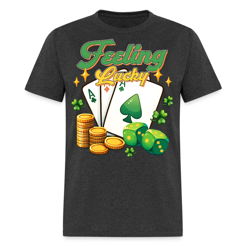 Feeling Lucky Poker Design Gamblers T-shirt - heather black