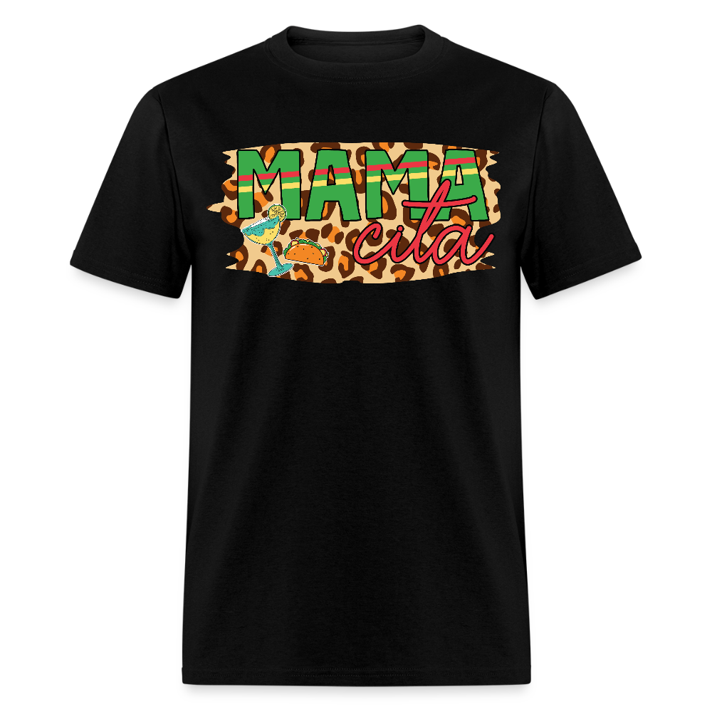 Funny Mexican Mom Shirt with Leopard Print Mamacita Graphic T-shirt - black