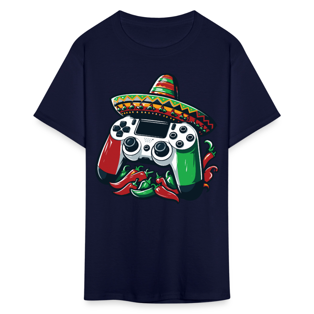 Gamer Controller With Sombrero Design Mexican Gamer T-shirt - navy