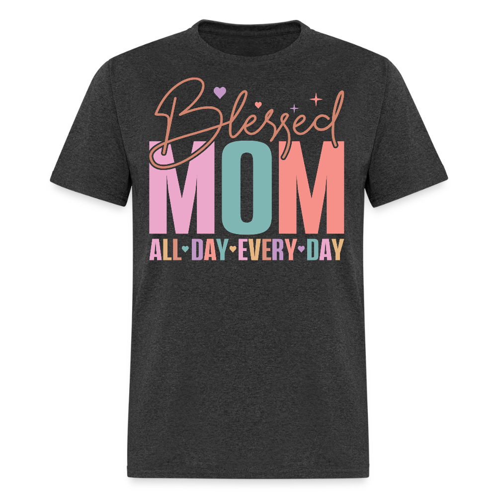 Blessed Mom Tee For Christian Women T-shirt - heather black
