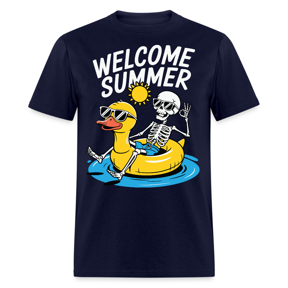 Duck Float Summer Skeleton On Vacation T-shirt - navy