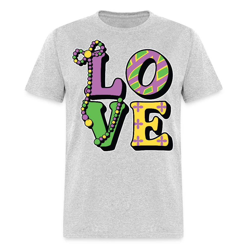 Mardi Gras Love Tee For Men Women New Orleans Festival T-shirt - heather gray