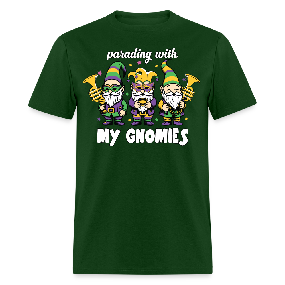 Parading With my Gnomies Festival Shirt Funny Mardi Gras T-shirt - forest green