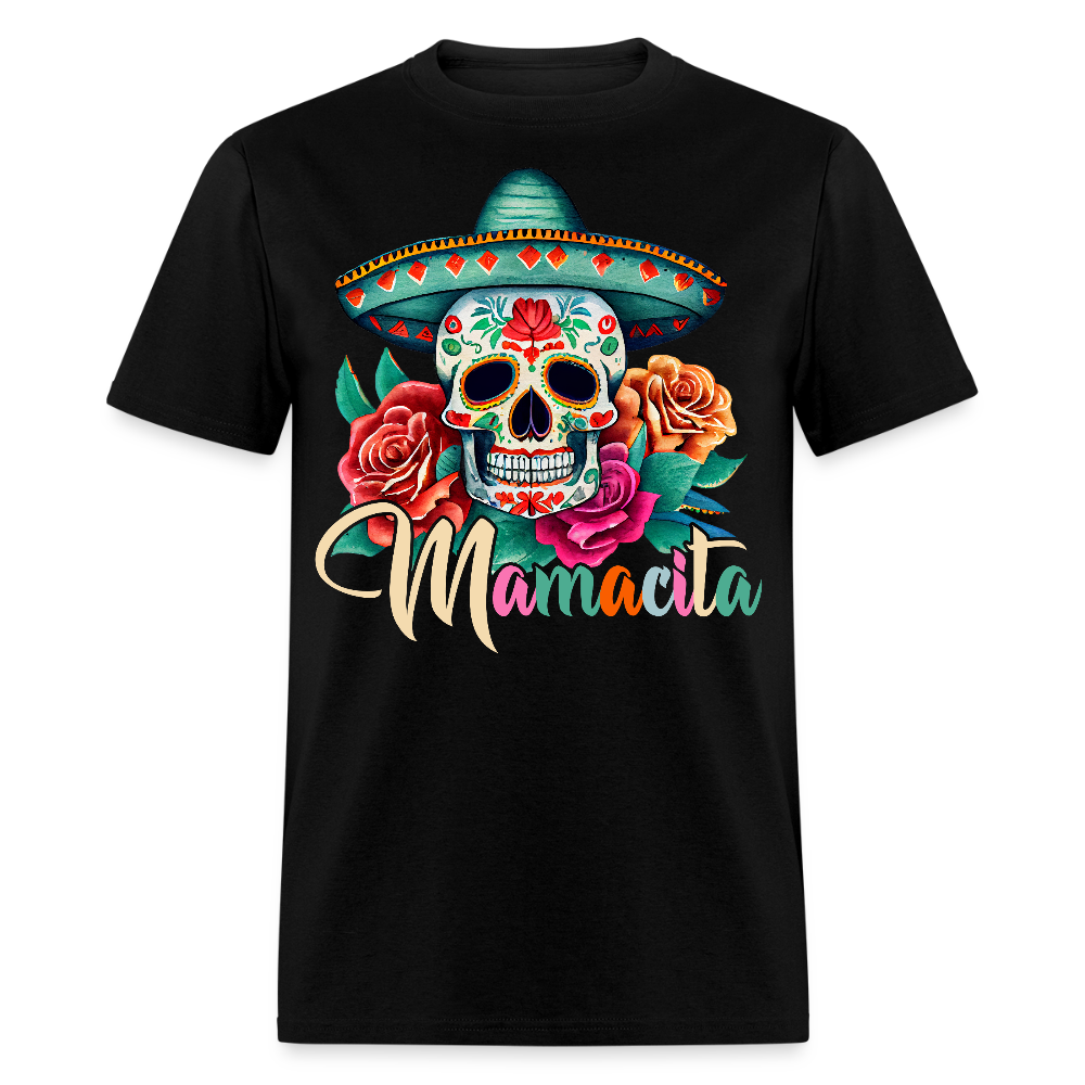 Mamacita Mexican Skull Design Tee Mexican Sugar Skull T-shirt - black