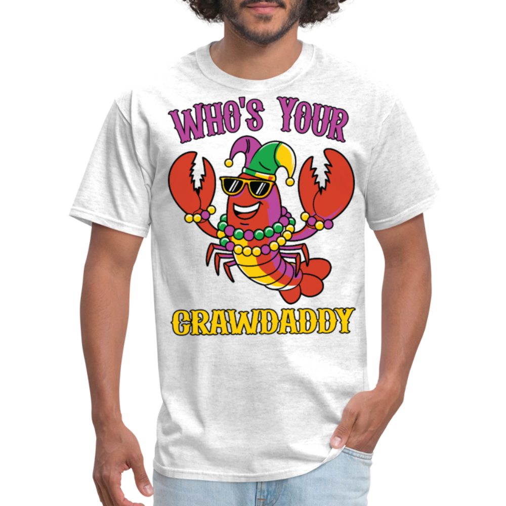 Crawfish Boil Party Outfit Who’s Your Crawdaddy Mardi Gras T-shirt - light heather gray