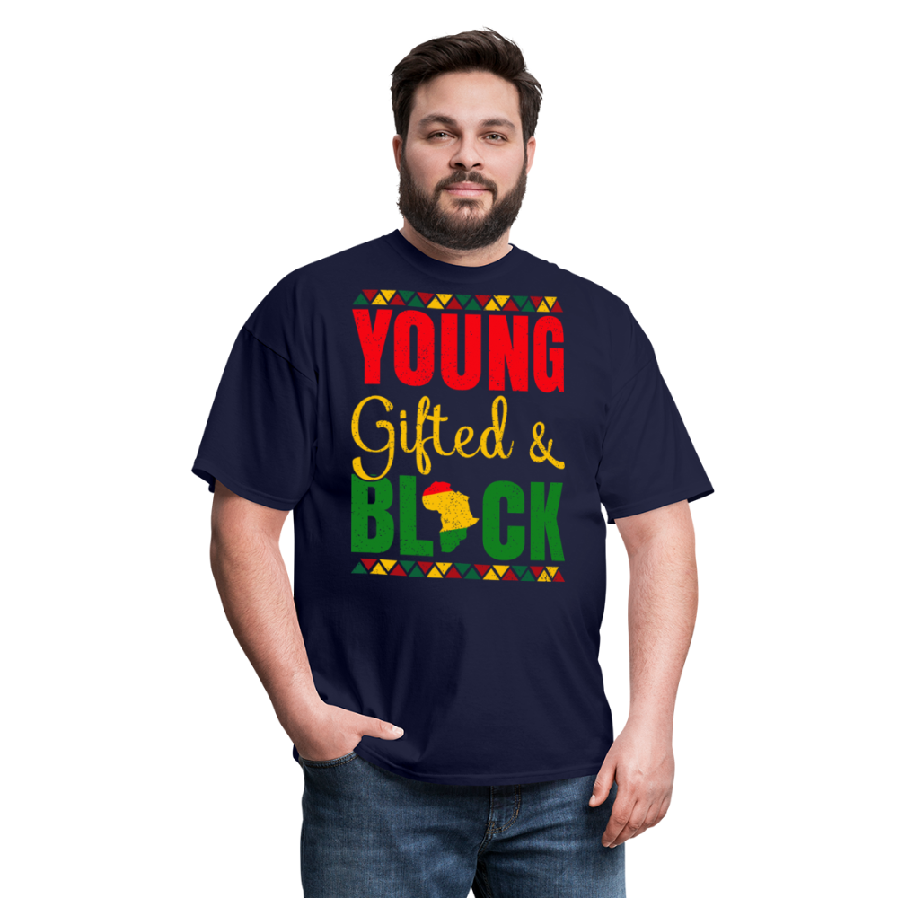 African Heritage Tee Young Gifted and Black T-Shirt - navy