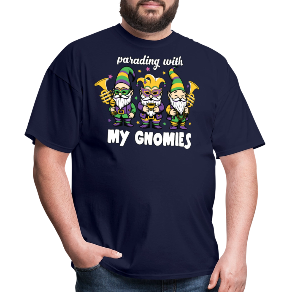 Parading With my Gnomies Festival Shirt Funny Mardi Gras T-shirt - navy