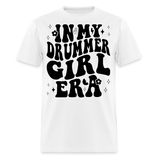 Retro Drummer Musician Girl T-shirt - white