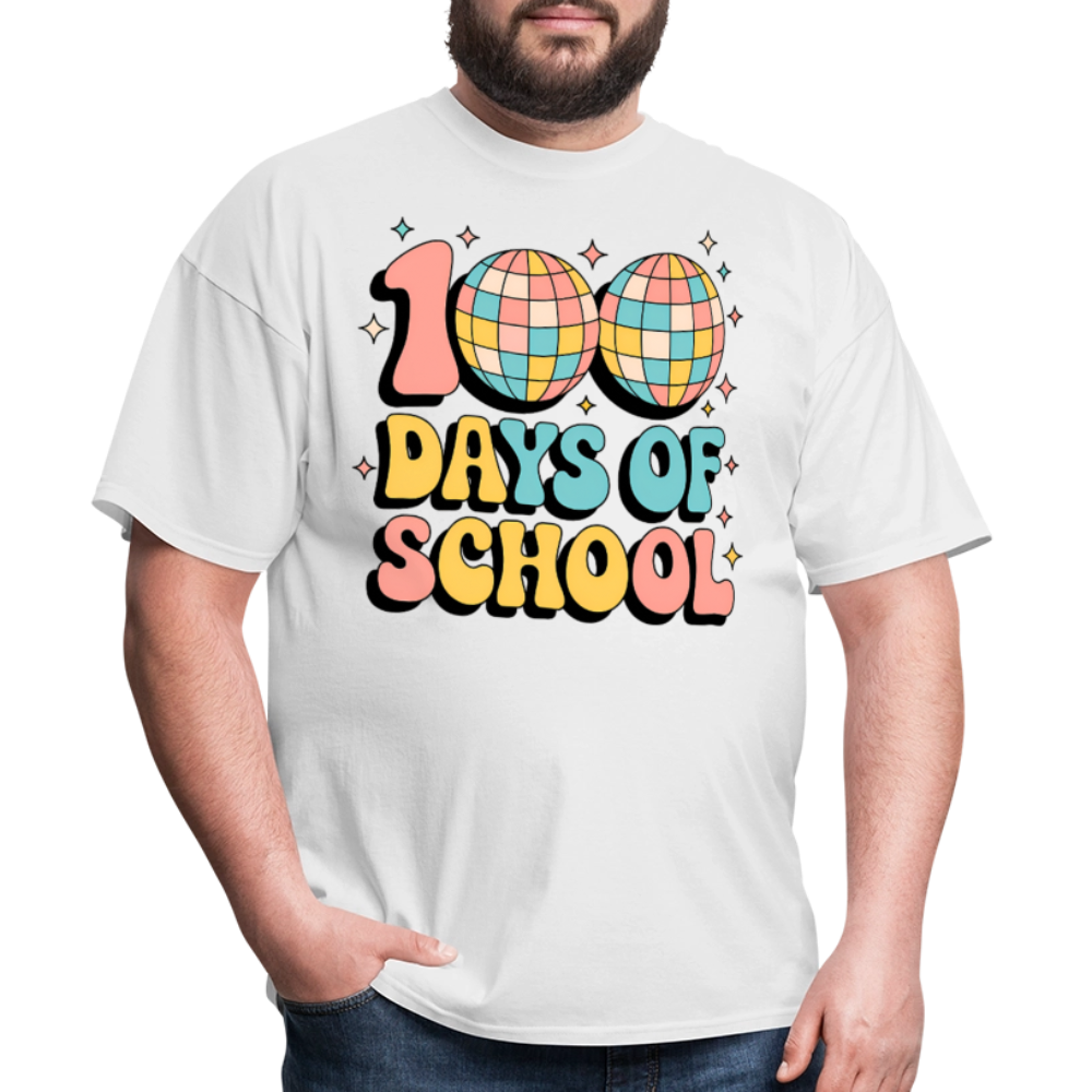 100 Days Of School Tee  For Teachers Funny Disco Theme T-shirt - white