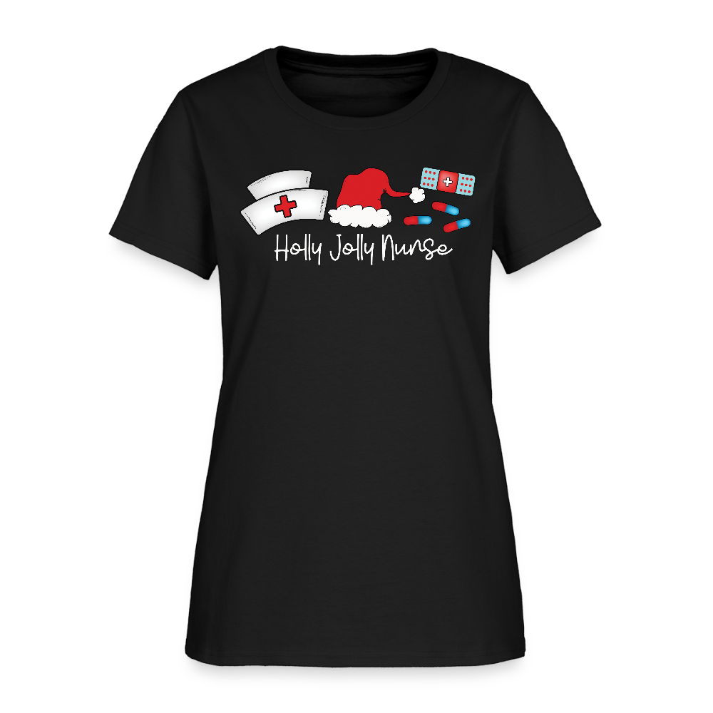 Holly Jolly Nurse Funny Christmas T-Shirt - black