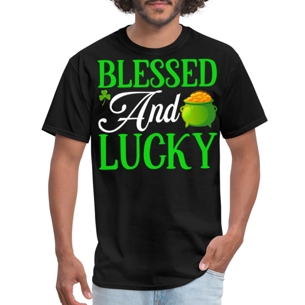 Funny Irish Blessed And Lucky Christian T-shirt - black