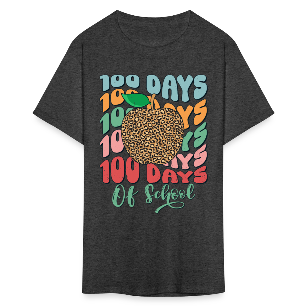 Leopard print 100 Days Of School Teacher Appreciation Gifts T-shirt - heather black