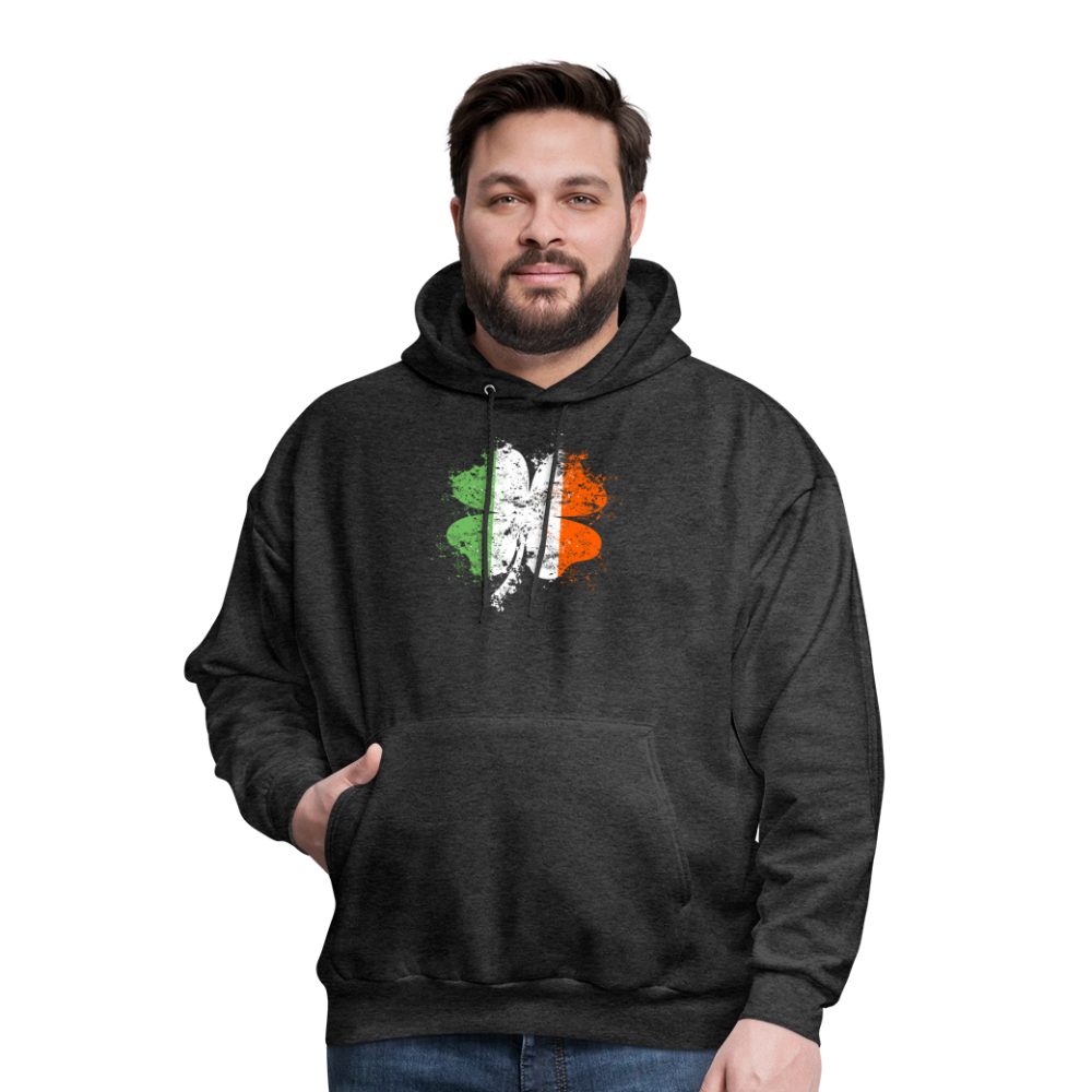 Irish Distressed Shamrock ST Patrick's Day Men's Hoodie - charcoal grey