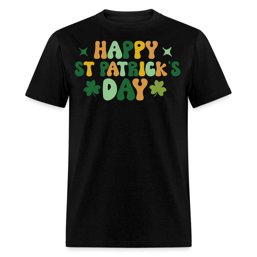 Retro Happy St Patrick’s Day Shamrock T-shirt - black