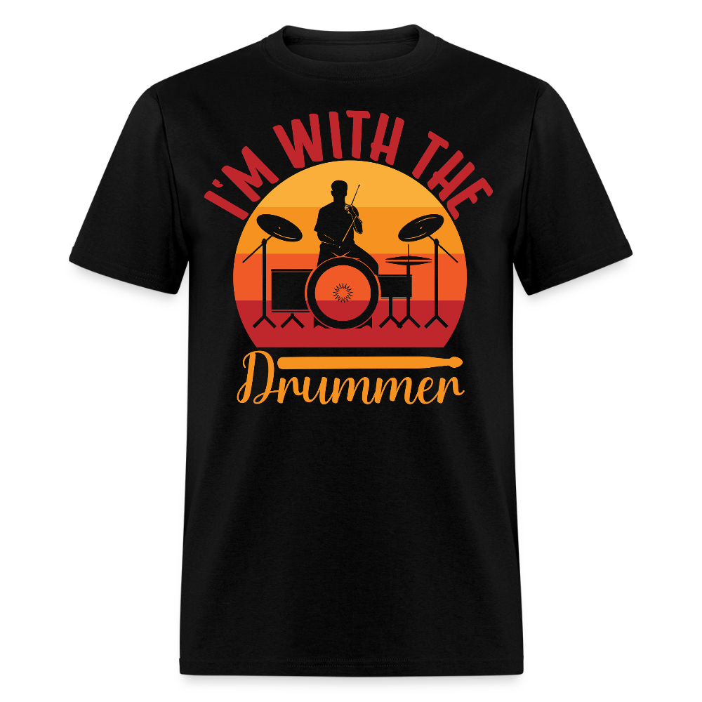 I’m With The Drummer Matching Band Couple T-shirt - black