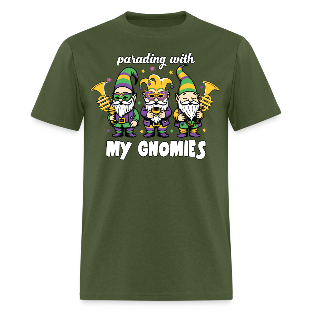 Parading With my Gnomies Festival Shirt Funny Mardi Gras T-shirt - military green