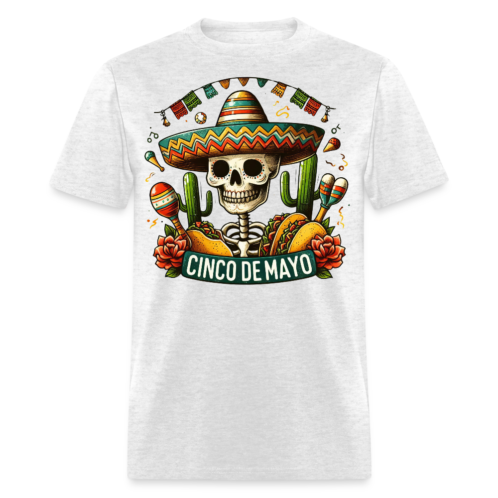 Mexican Festival Outfit Ideas Cinco de Mayo Skull T-shirt - light heather gray