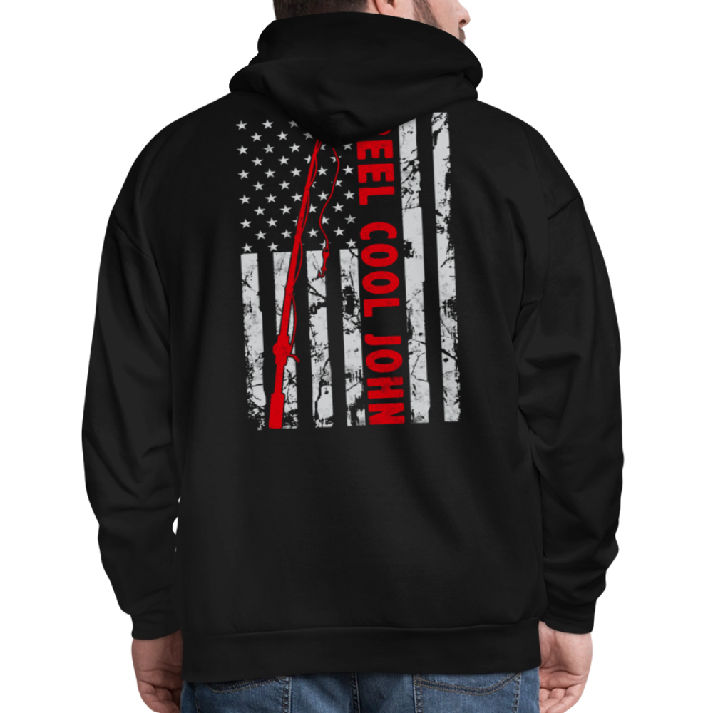 Reel Cool John American Flag Fishing Hoodie - black