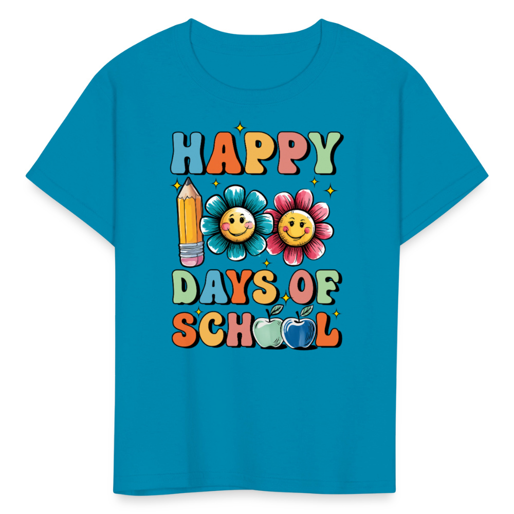 Happy 100 Days Of School Shirt For Kids Back To School Milestone T-shirt - turquoise