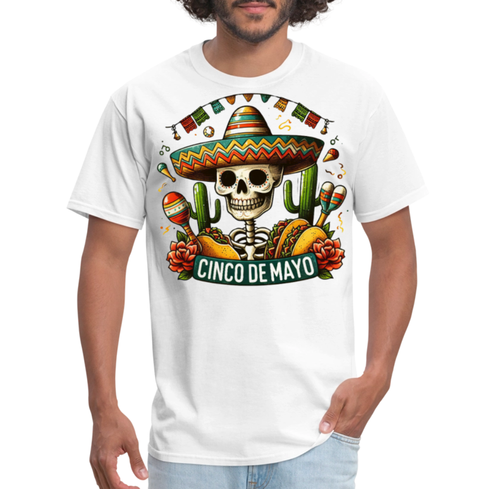 Mexican Festival Outfit Ideas Cinco de Mayo Skull T-shirt - white