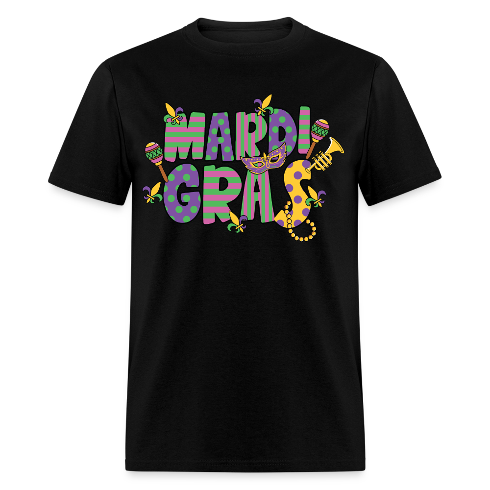 Retro-style Mardi Gras Carnival Tee New Orleans Mardi Gras Party T-shirt - black