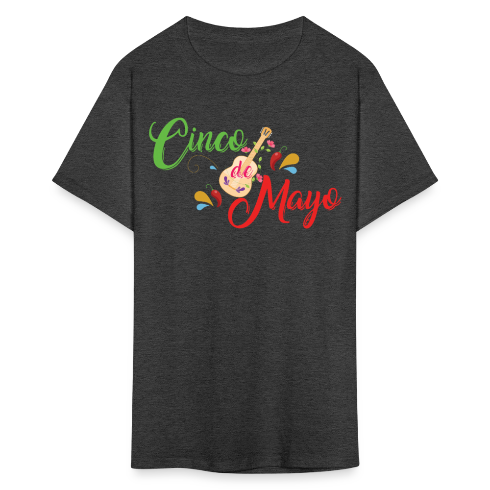 Colorful Cinco De Mayo Shirt With Guitar Unisex T-shirt - heather black