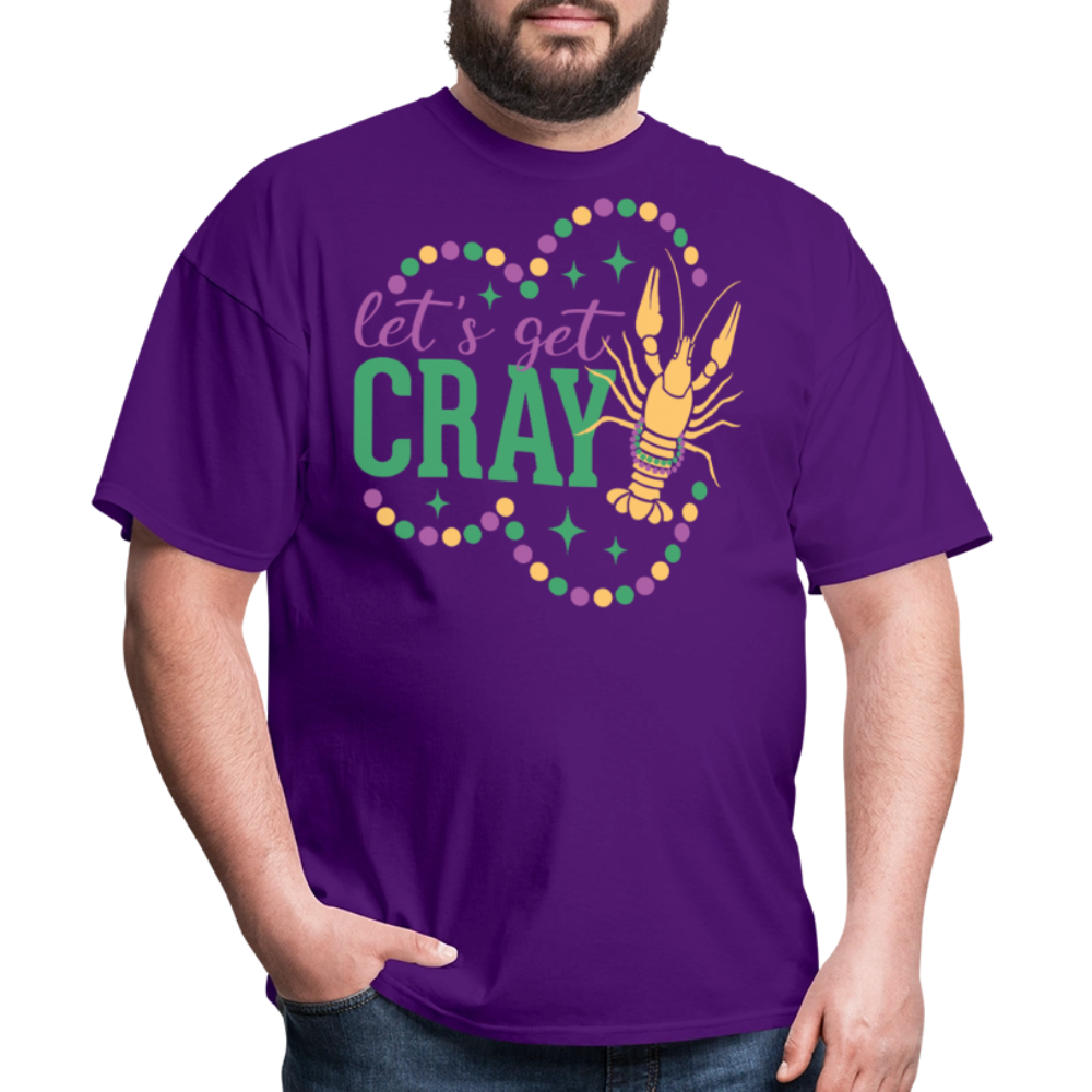 Let’s Get Gray Crawfish Graphic Tee Funny Mardi Gras T-shirt - purple