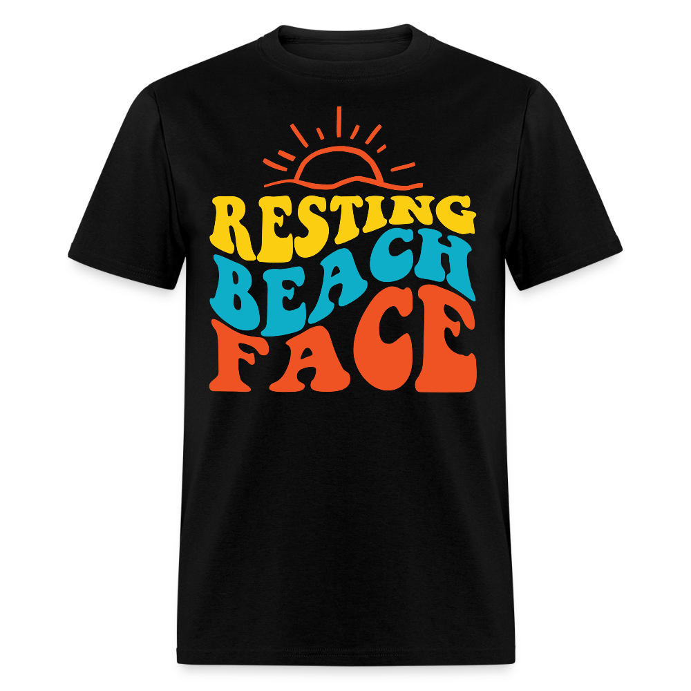 Resting Beach Face Summer Vacation T-shirt - black