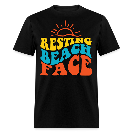 Resting Beach Face Summer Vacation T-shirt - black