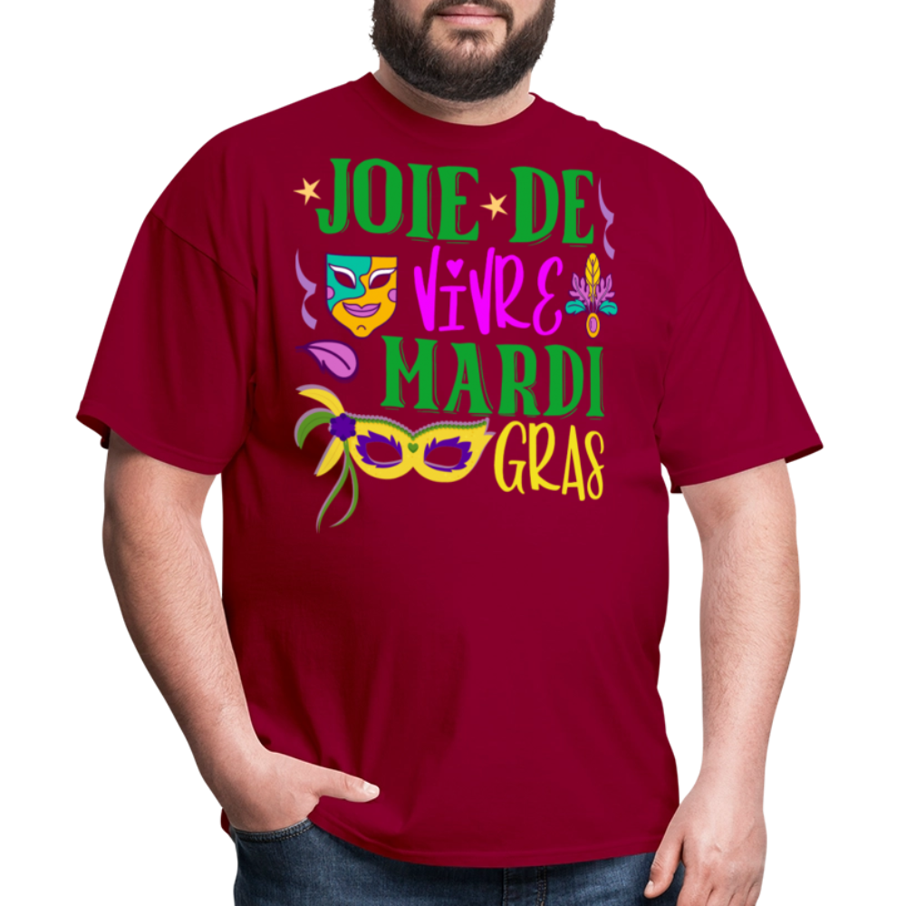 Joie De Vivre Mardi Gras Graphic Tee Colorful Masquerade Mask T-shirt - dark red