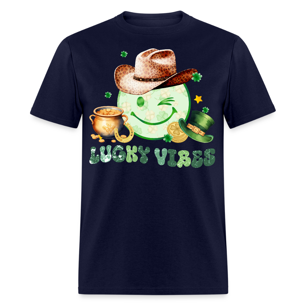 Lucky Vibes Western-style Irish T-shirt - navy