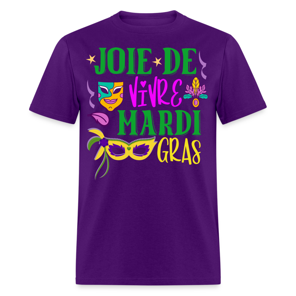 Joie De Vivre Mardi Gras Graphic Tee Colorful Masquerade Mask T-shirt - purple