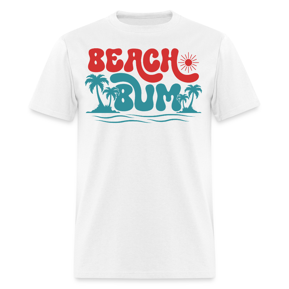Retro Beach Bum Summer Palm Tree Print T-shirt - white