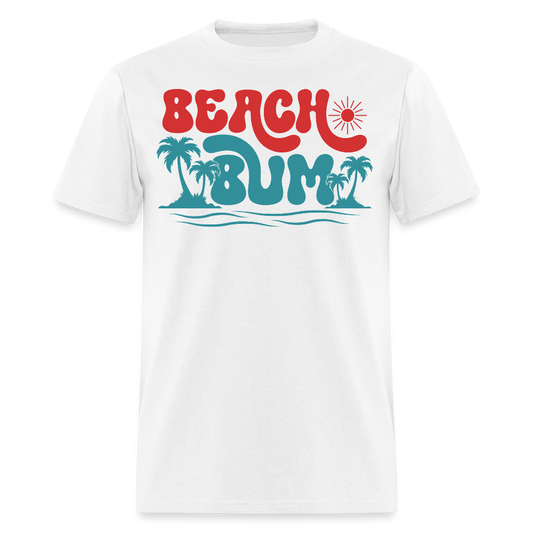 Retro Beach Bum Summer Palm Tree Print T-shirt - white