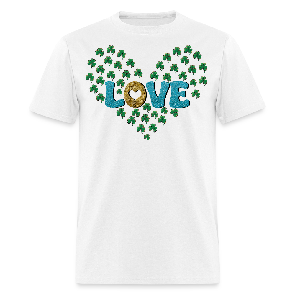 St Patrick's Day Love Heart Tee With Shamrocks T-shirt - white