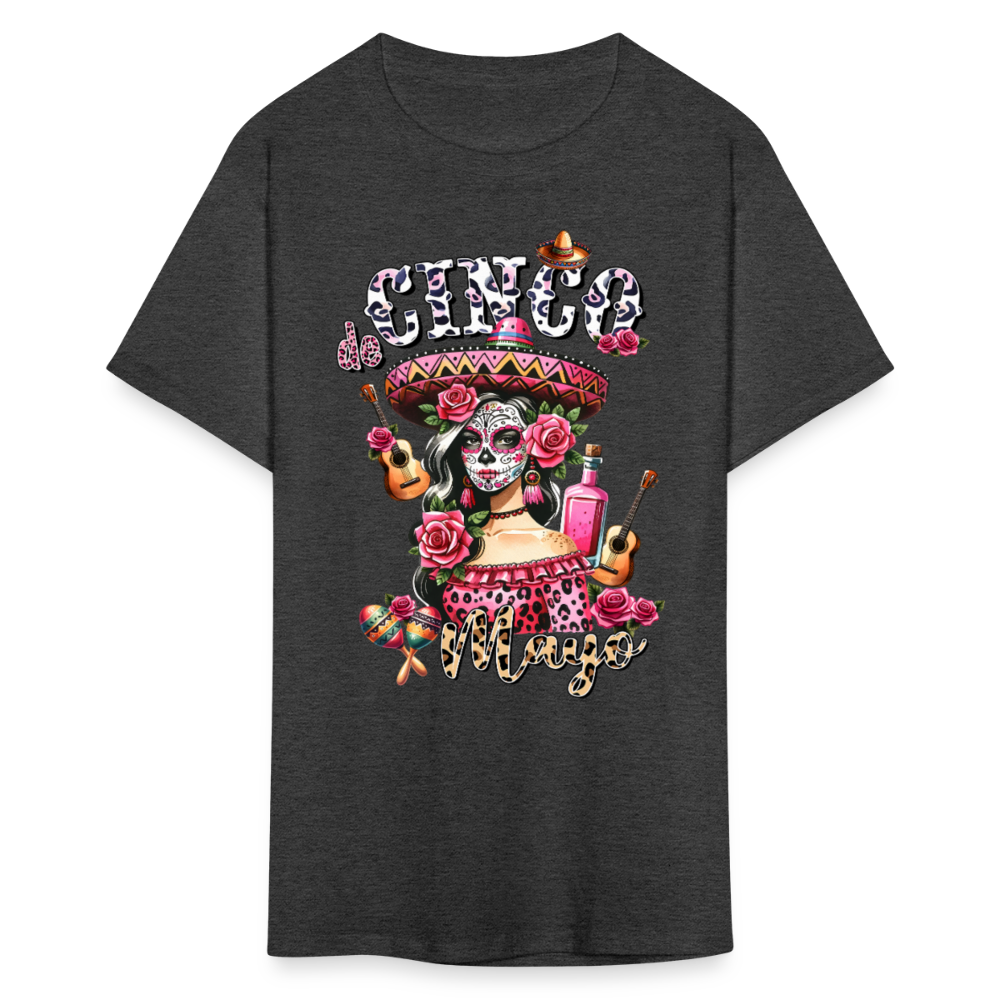 Mexican Fiesta Party Outfit Cinco De Mayo Sugar Skull T-Shirt - heather black