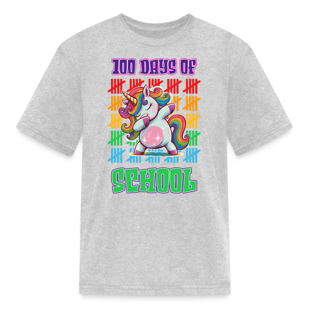 100 Days Of School Unicorn Kids T-Shirt - heather gray