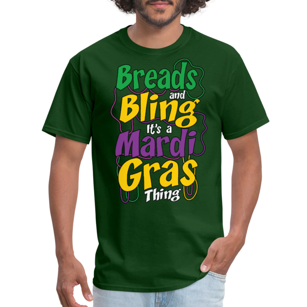 Beads And Bling Mardi Gras Colorful Festive T-shirt - forest green