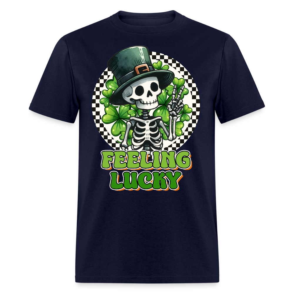 Feeling lucky St Patrick’s Day Skeleton T-shirt - navy