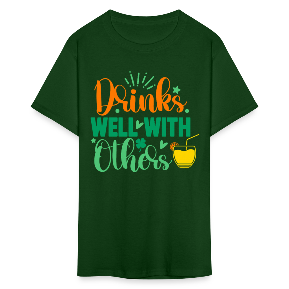 Party-Ready Tee – Drinks Well with Others Funny Shirt - forest green